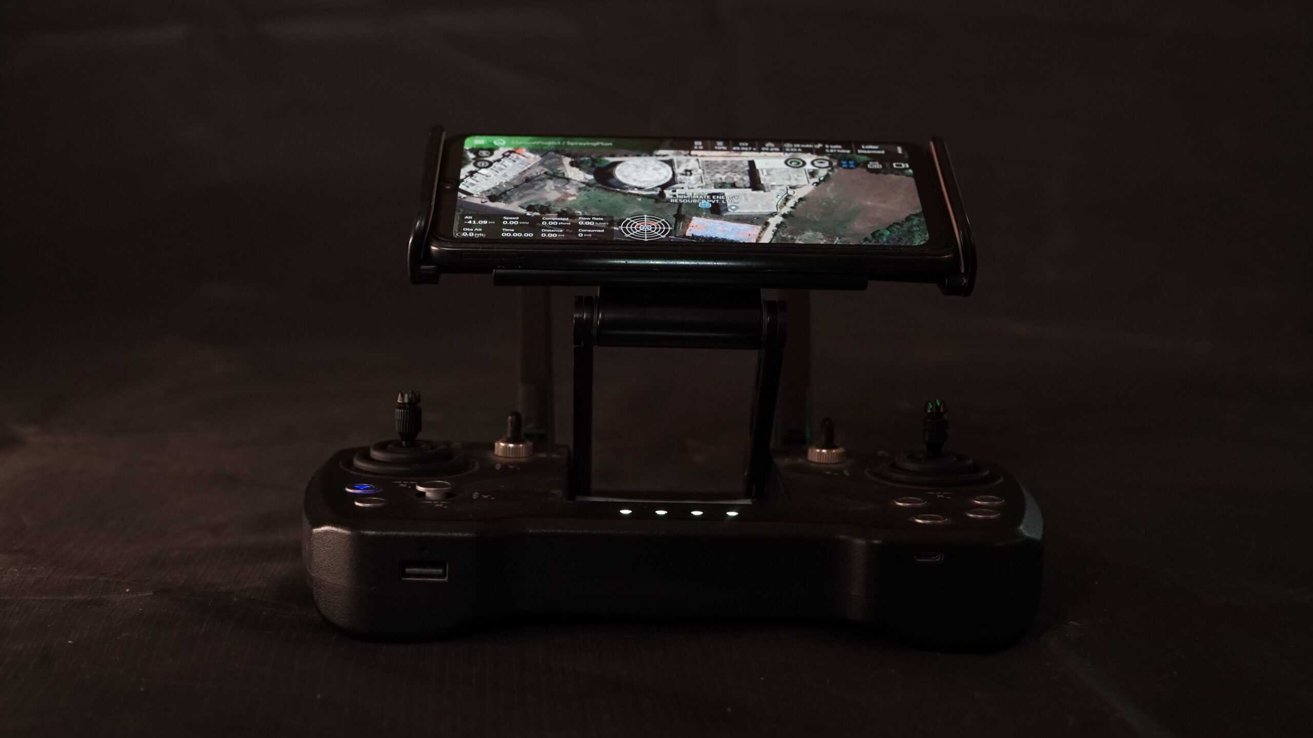 Shakti remote controller with live aerial camera feed